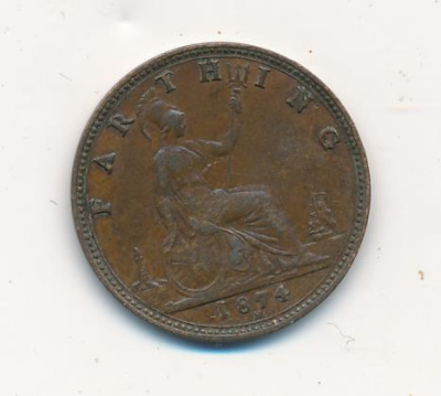Великобритания 1 фартинг, 1874 (Фартинг. Великобритания 1874)