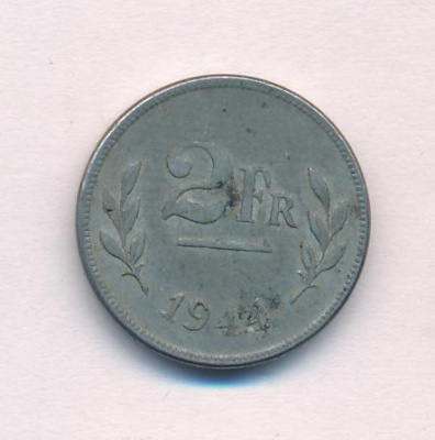 Бельгия 2 франка, 1944 (2 франка. Бельгия 1944)