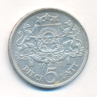 Латвия 5 латов, 1931 (5 лат. Латвия. 1931)